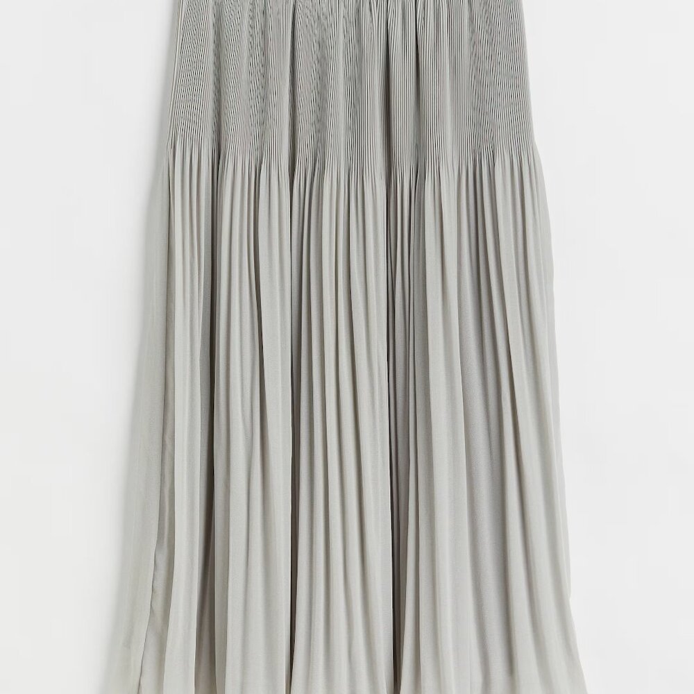 H&M - light gray green pleated midi skirt